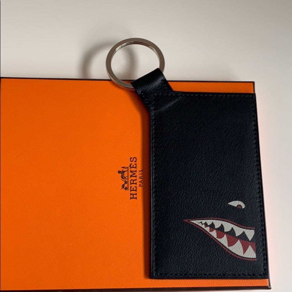 Authentic Hermès black Citypass shark badge case